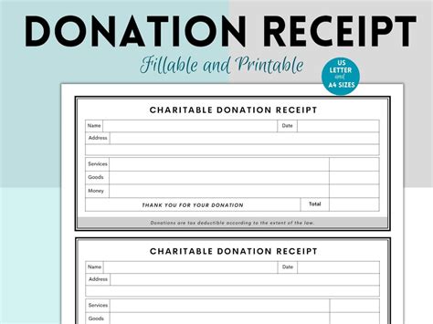 Templates for Charities Completing Receipts and .